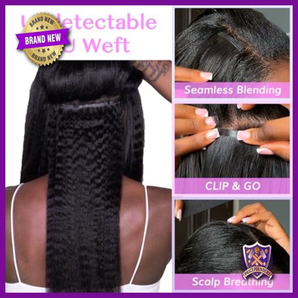 14 Inch Kinky Straight Human Hair Clip In Extensions 110g 7pcs main image 4